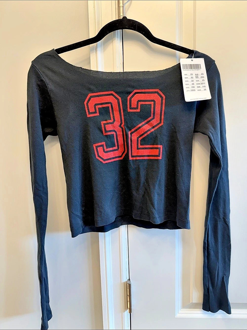 Brandy Melville Long Sleeve 32 Top Navy & Red Size Medium